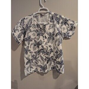 Royal Robbins Arsty Organic Cotton Textured Hawaiian Blouse 2xl Leaf Vacation